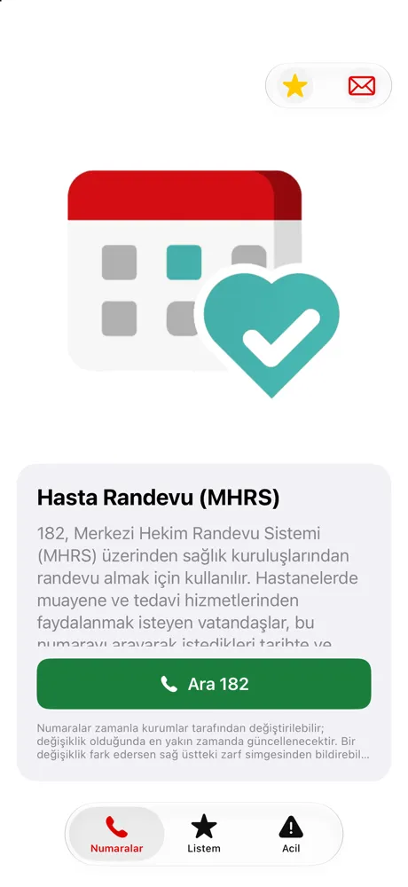 Bir hattın açıklaması ve arama düğmesiyle detay ekranı